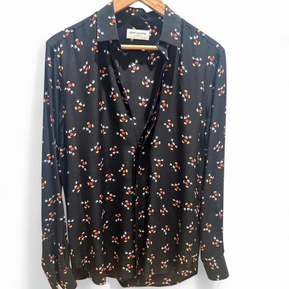 RARE YSL Saint Laurent x Disney Rare collection Silk Shirt. Size 40 US 15 3/4